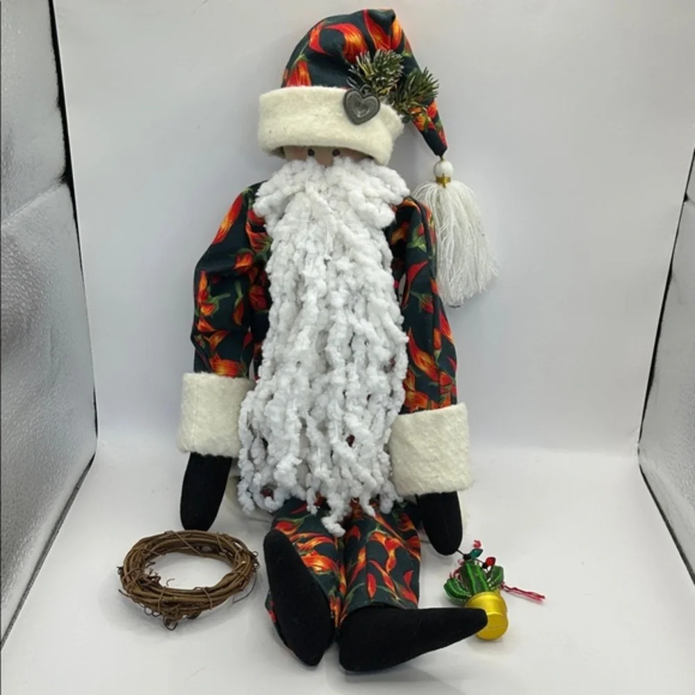 Festive Santa Doll with White Beard and Red Accents
